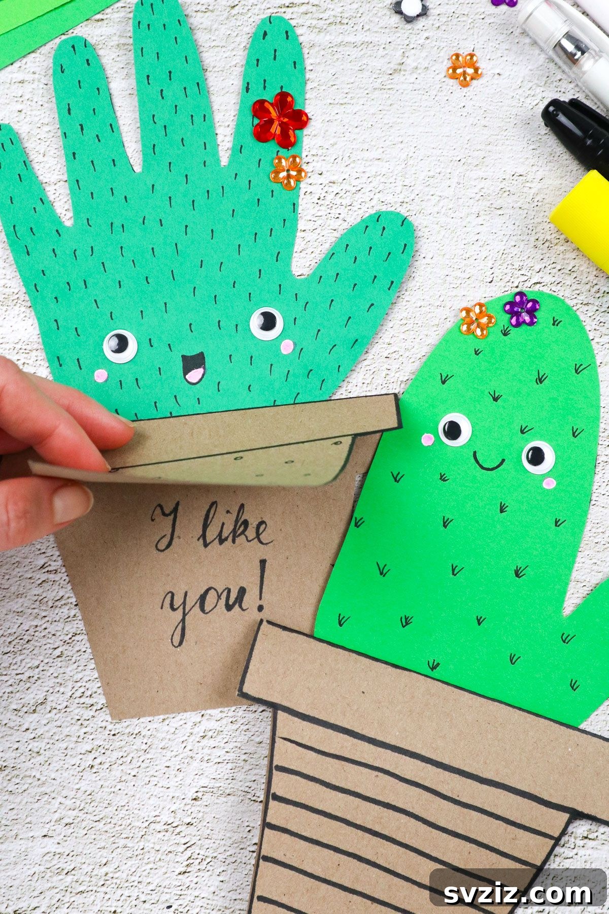 Sprouting Handprint Cacti 2 DIY Handprint Cactus craft idea for kids and families