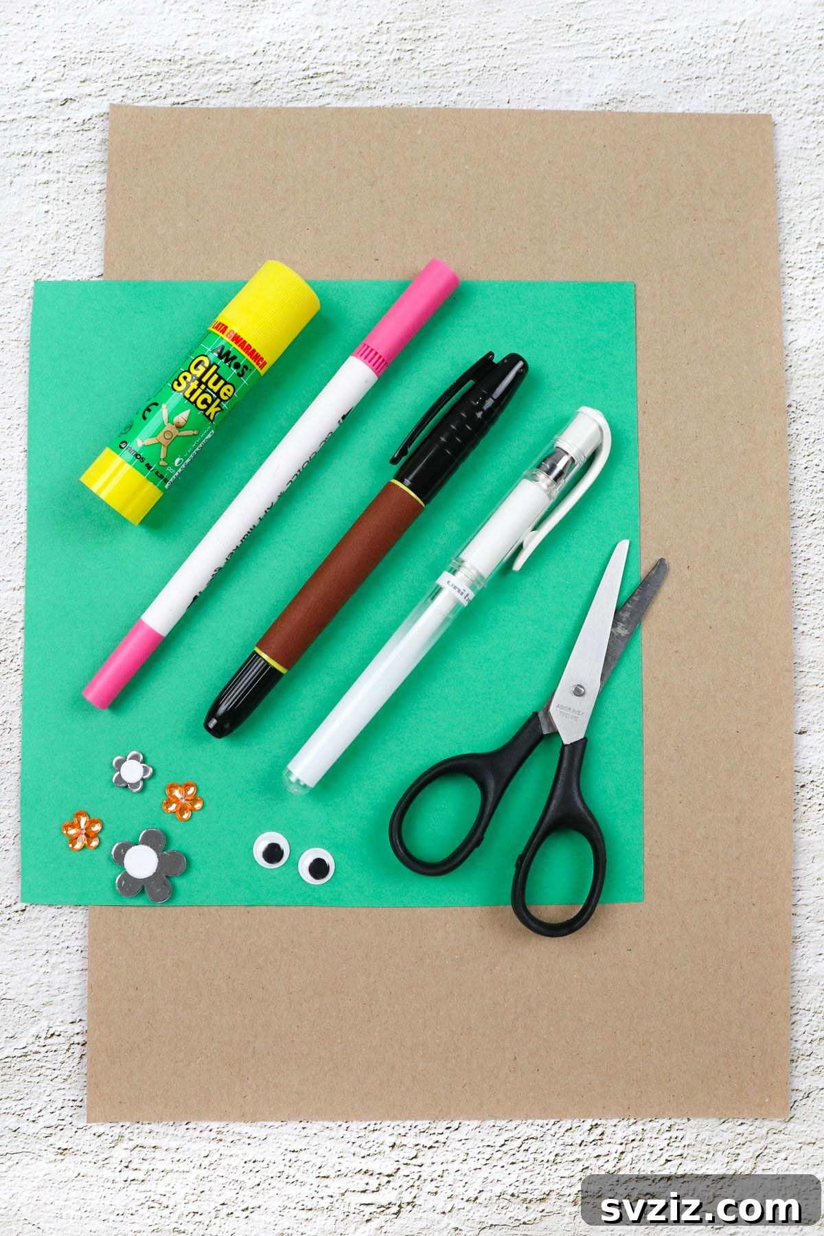 Sprouting Handprint Cacti 3 materials for DIY Handprint Cactus paper craft tutorial