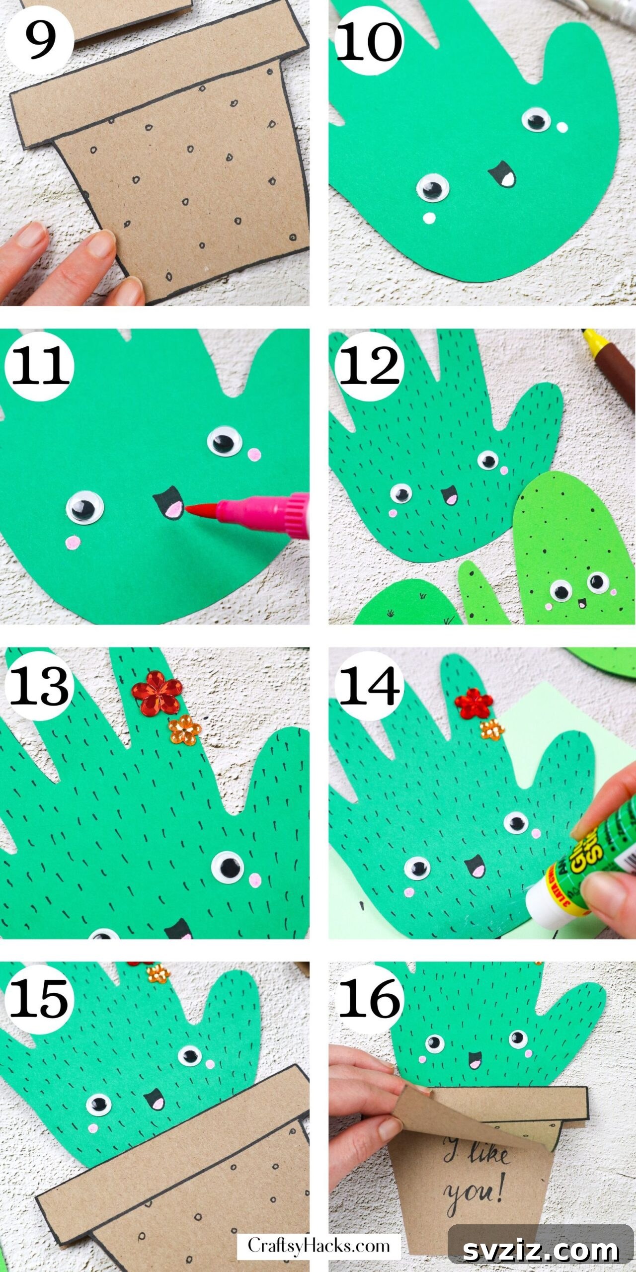 Sprouting Handprint Cacti 5 DIY Handprint Cactus kids craft finished project