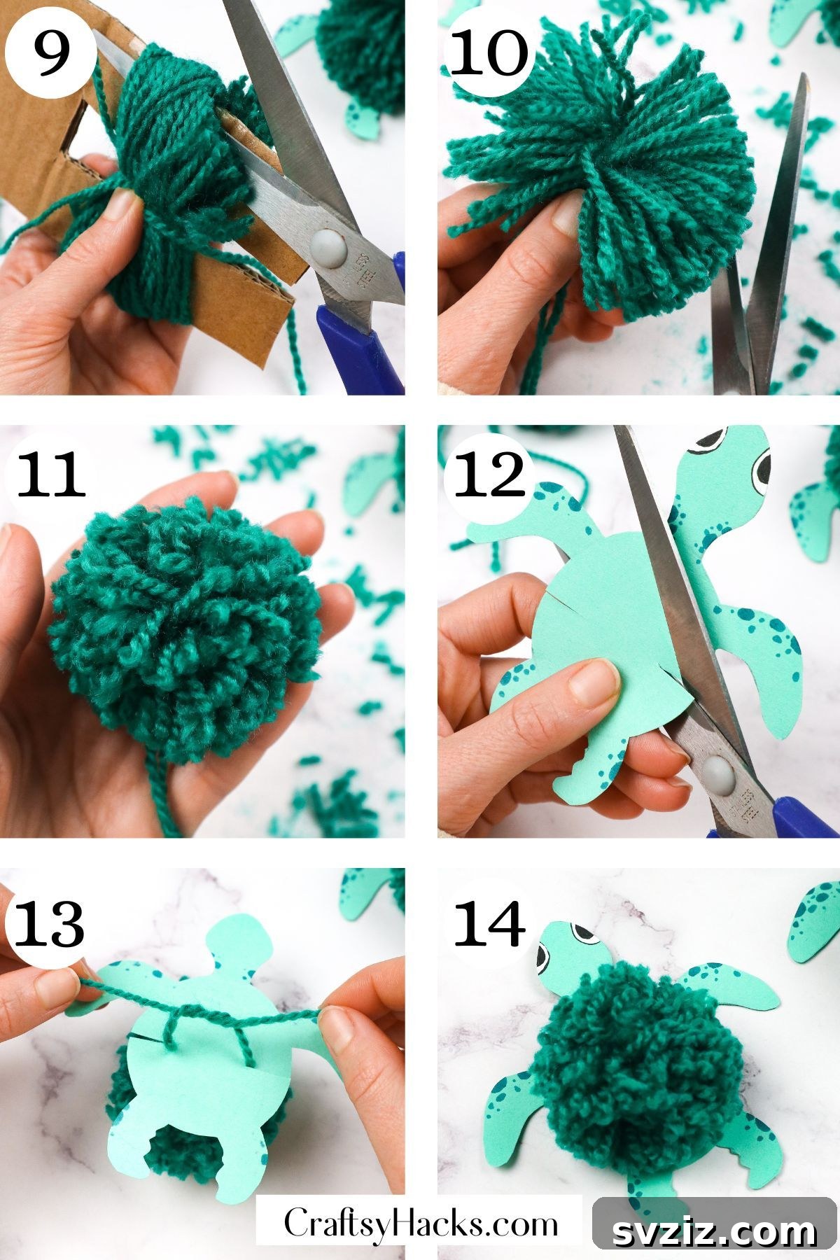 Make Your Own Yarn Turtle Friends 5 Completed DIY yarn turtle, ready for display