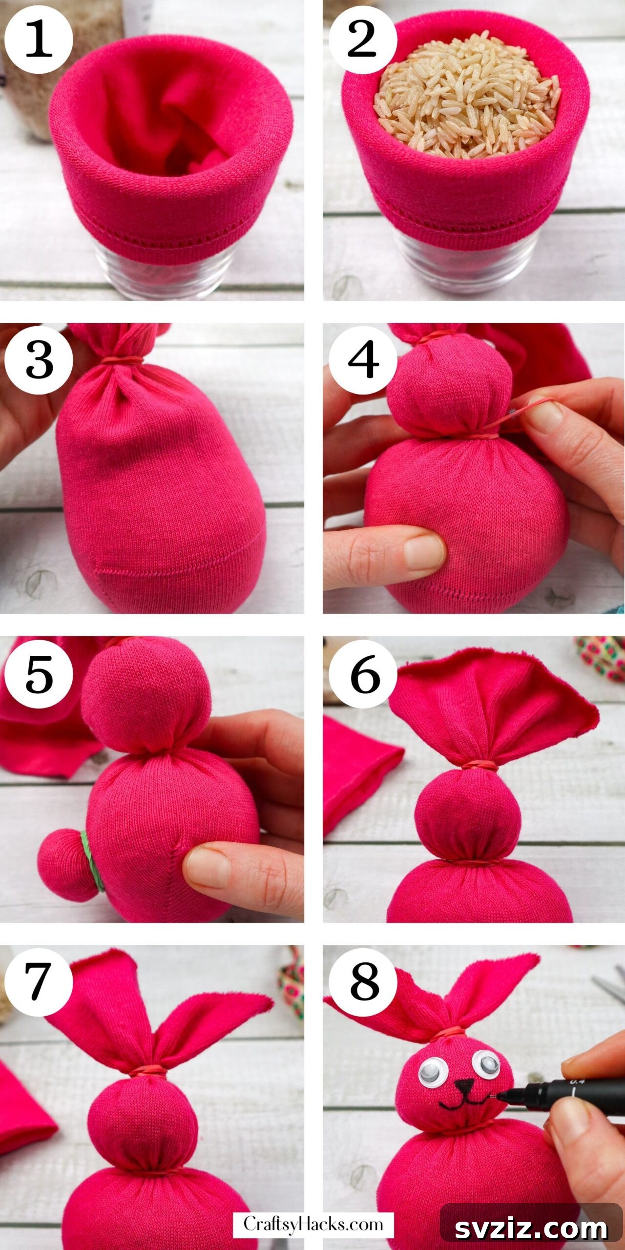 step by step instructions for DIY Easter Sock Bunnies