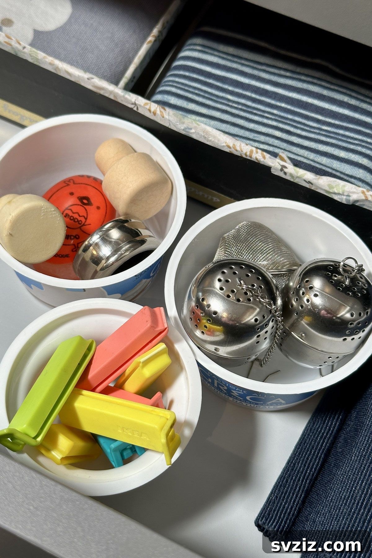 Eco-friendly storage: using empty yogurt cups for small item organization