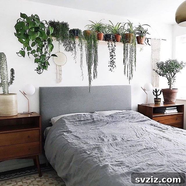 21 Ways to Create a Bedroom Oasis with Plants 14 DIY floating shelves