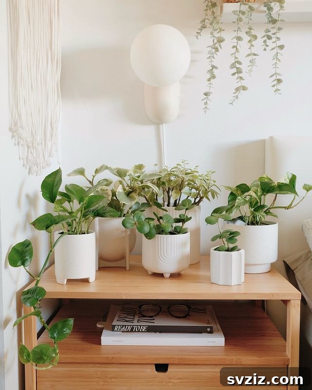 21 Ways to Create a Bedroom Oasis with Plants 5 Bedside Table Display