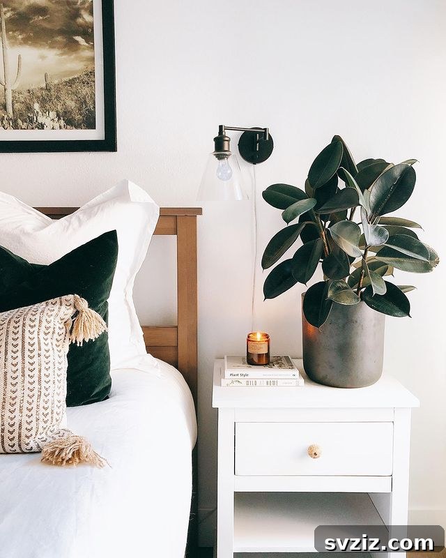 21 Ways to Create a Bedroom Oasis with Plants 7 Statement Bedside Table Plant