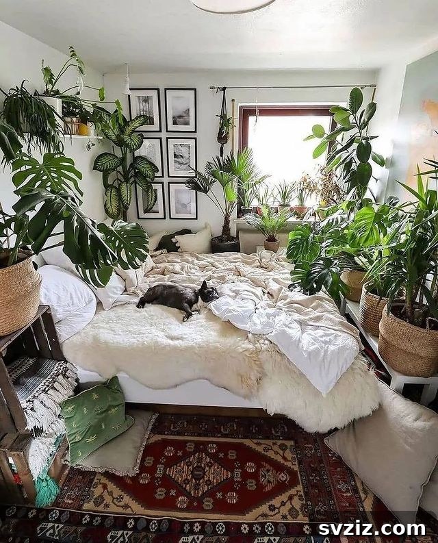 21 Ways to Create a Bedroom Oasis with Plants 9 jungle vibes