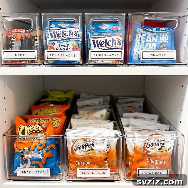 21 Genius Cupboard Organization Hacks 19 Organized snack storage for easy access and inventory