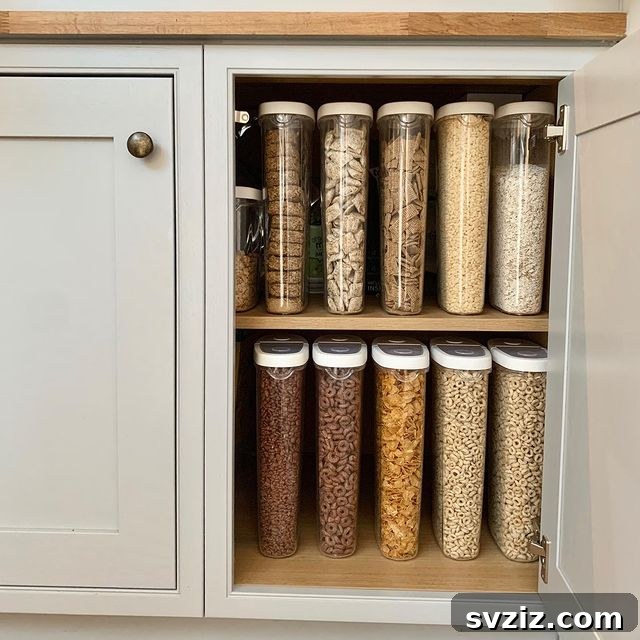 21 Genius Cupboard Organization Hacks 4 Clear Containers for easy visibility in organized cupboards