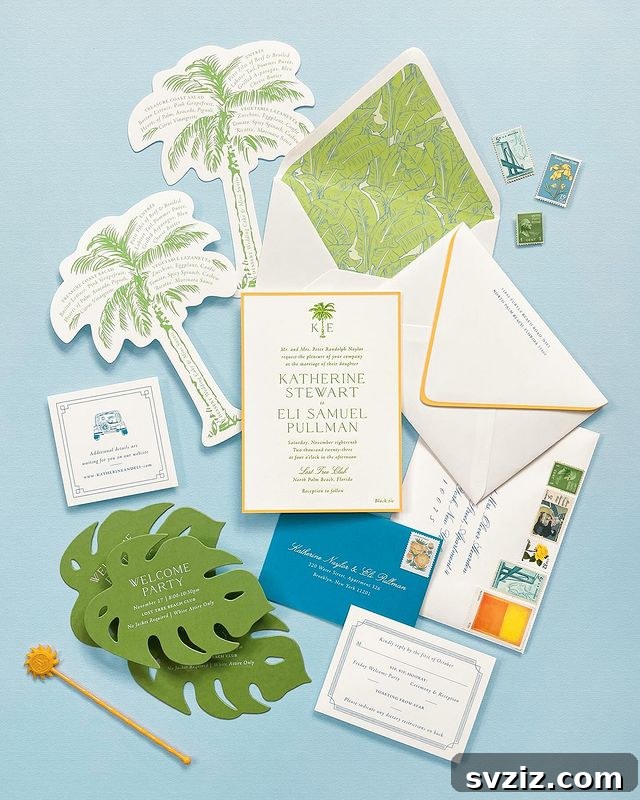 31 Inspiring Wedding Stationery Designs 13 Tropical Palm Tree Cards