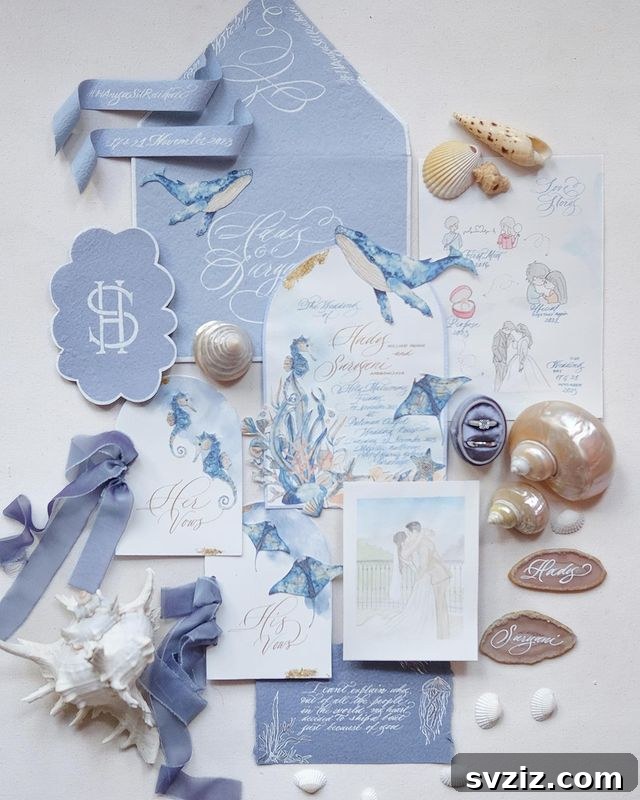 31 Inspiring Wedding Stationery Designs 14 Water Color Aquatic