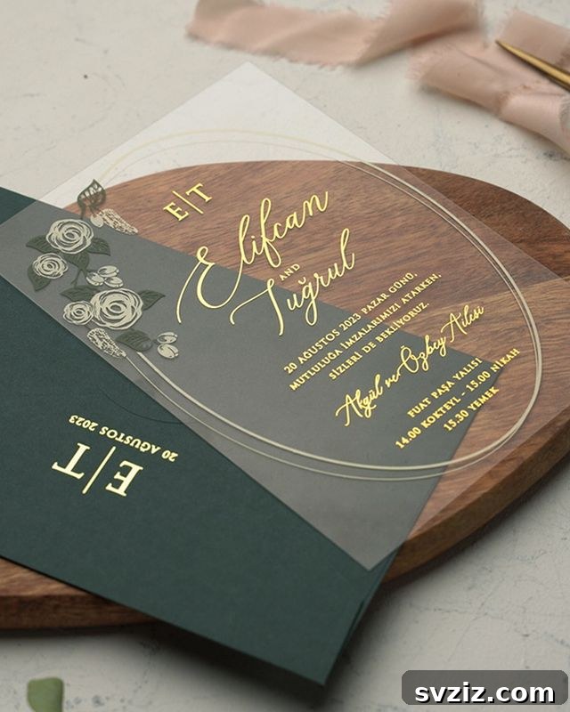 31 Inspiring Wedding Stationery Designs 19 Green Minimalist with Transparent Card