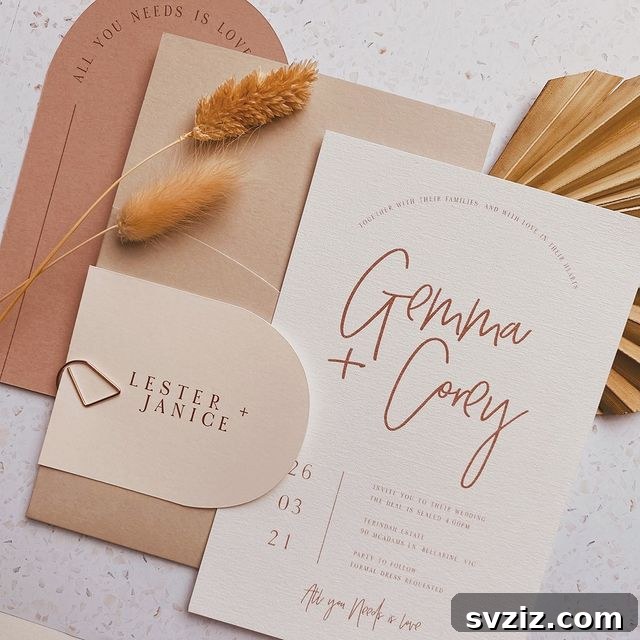 31 Inspiring Wedding Stationery Designs 32 Warm Mixed Shapes
