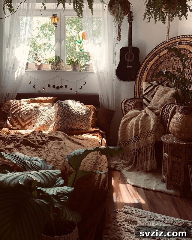 27 Captivating Dark Boho Bedroom Designs 21 Rattan Accents in a Dark Boho Bedroom