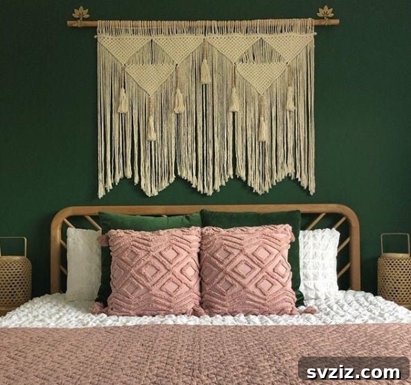 27 Captivating Dark Boho Bedroom Designs 23 Macrame Wall Hanging for Dark Boho Decor