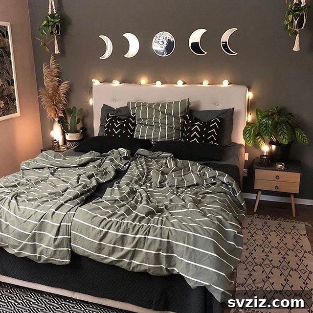 27 Captivating Dark Boho Bedroom Designs 4 Moon Phase Mirrors for Dark Bohemian Decor