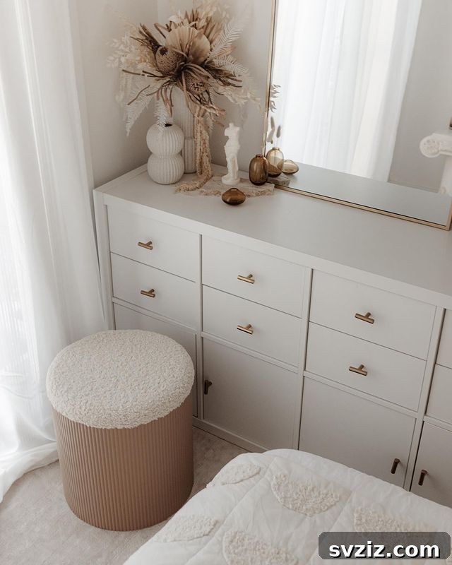 21 Ingenious Ways to Transform Small Bedrooms 18 A stylish storage ottoman provides both seating and hidden storage, making it a functional and space-saving addition to a small bedroom.