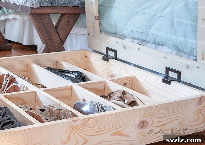 21 Ingenious Ways to Transform Small Bedrooms 3 Clever under-bed shoe storage maximizes space in small bedrooms by keeping footwear organized and out of sight.