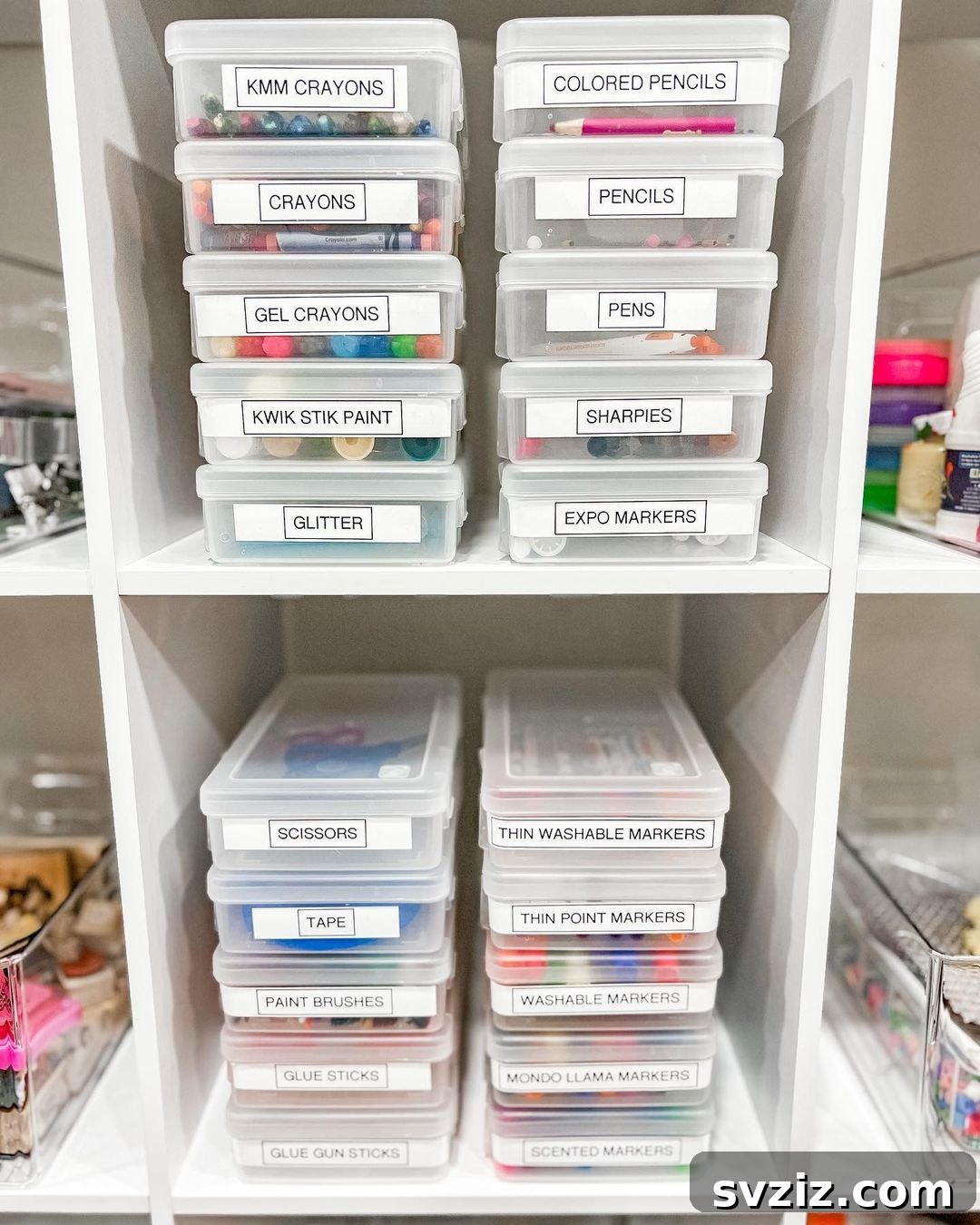 Craft Room Magic: Smart Hacks for Small Spaces 21 Stacked Labeled Containers