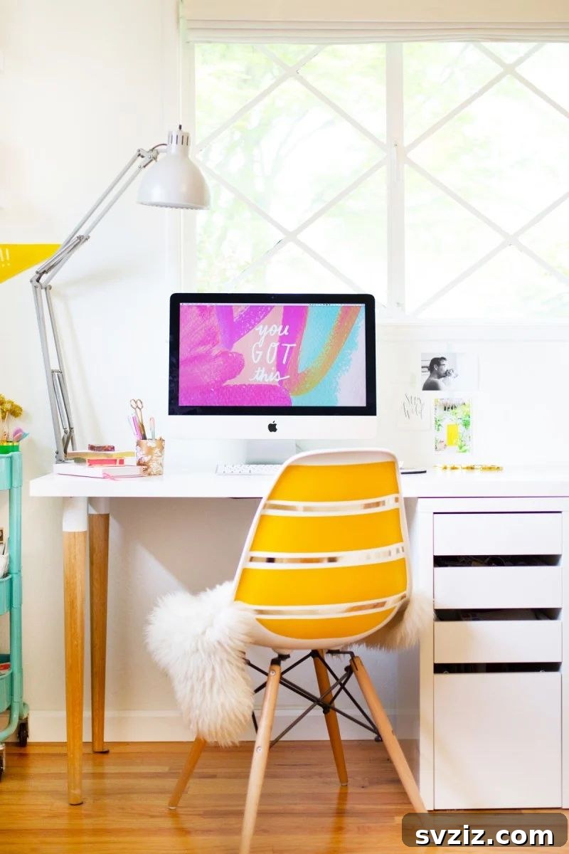 IKEA cart serving as a desk organizer, holding office supplies and documents