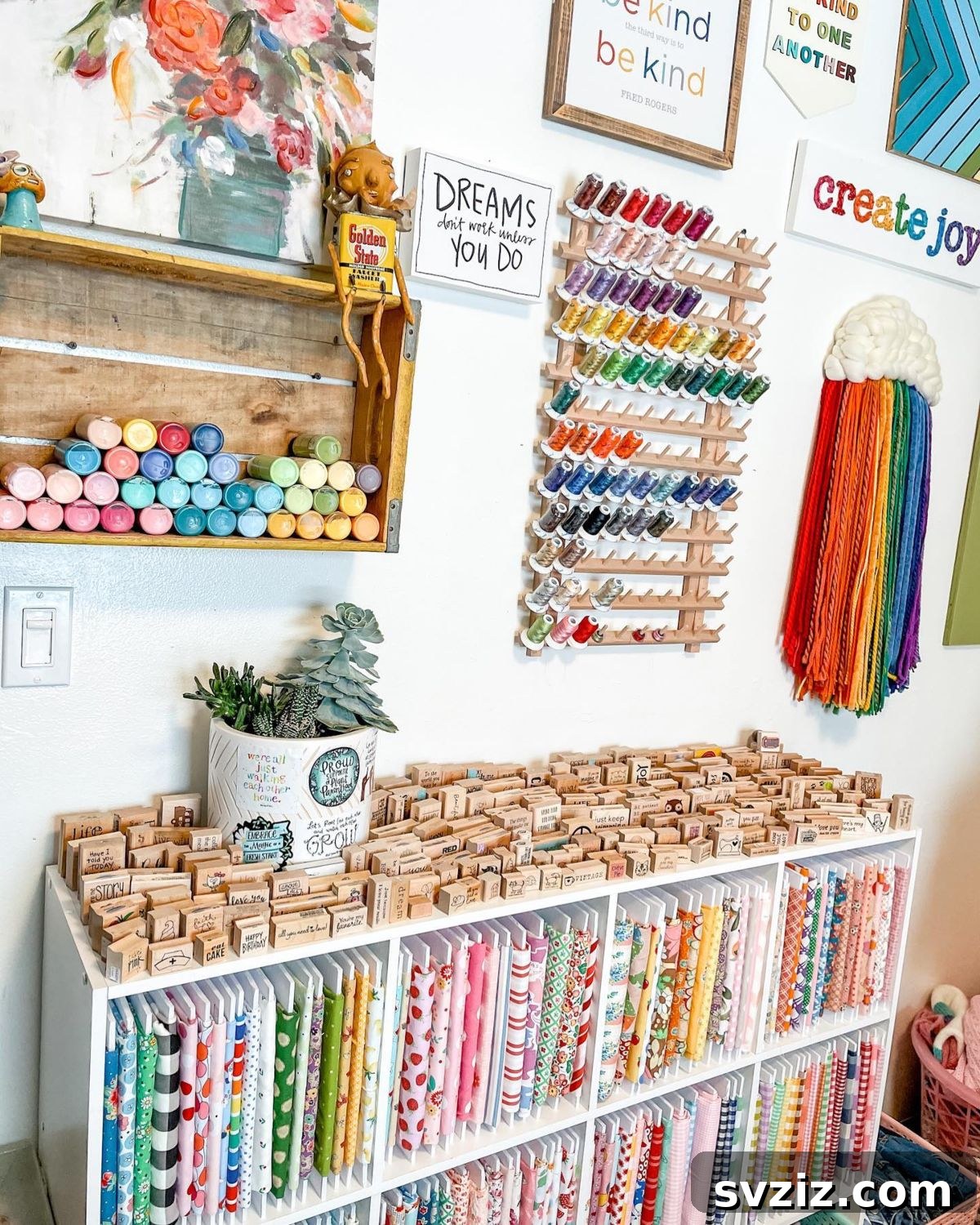 Organized Fabric and Stamp Storage