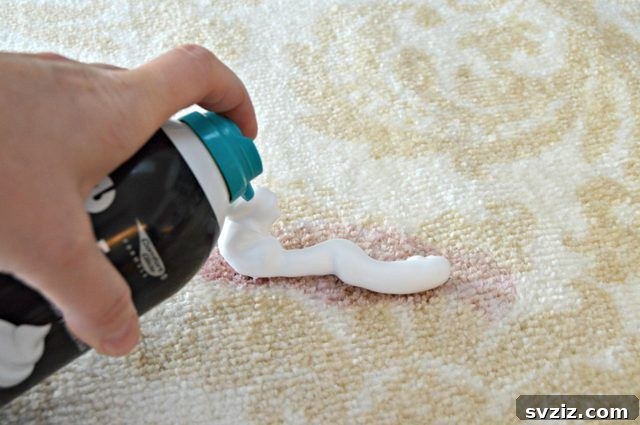 7 Game-Changing DIY Carpet Cleaning Solutions 4 shaving cream on carpet