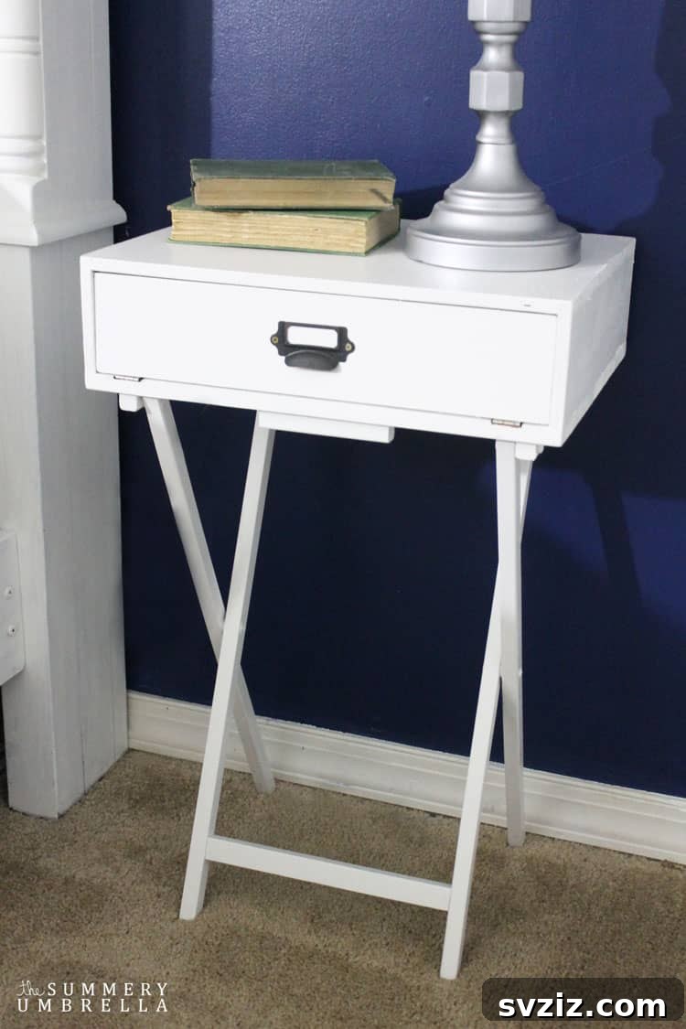 Smart Space Solutions for Couples Bedrooms 11 Creative DIY nightstand made from repurposed materials, offering practical storage next to the bed in a small bedroom.