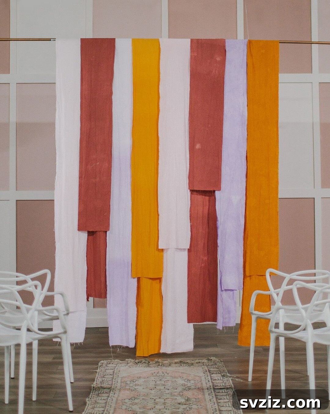 Frugal Fabulous Wedding Decor Hacks for Any Budget 22 DIY Dyed Fabric Backdrop