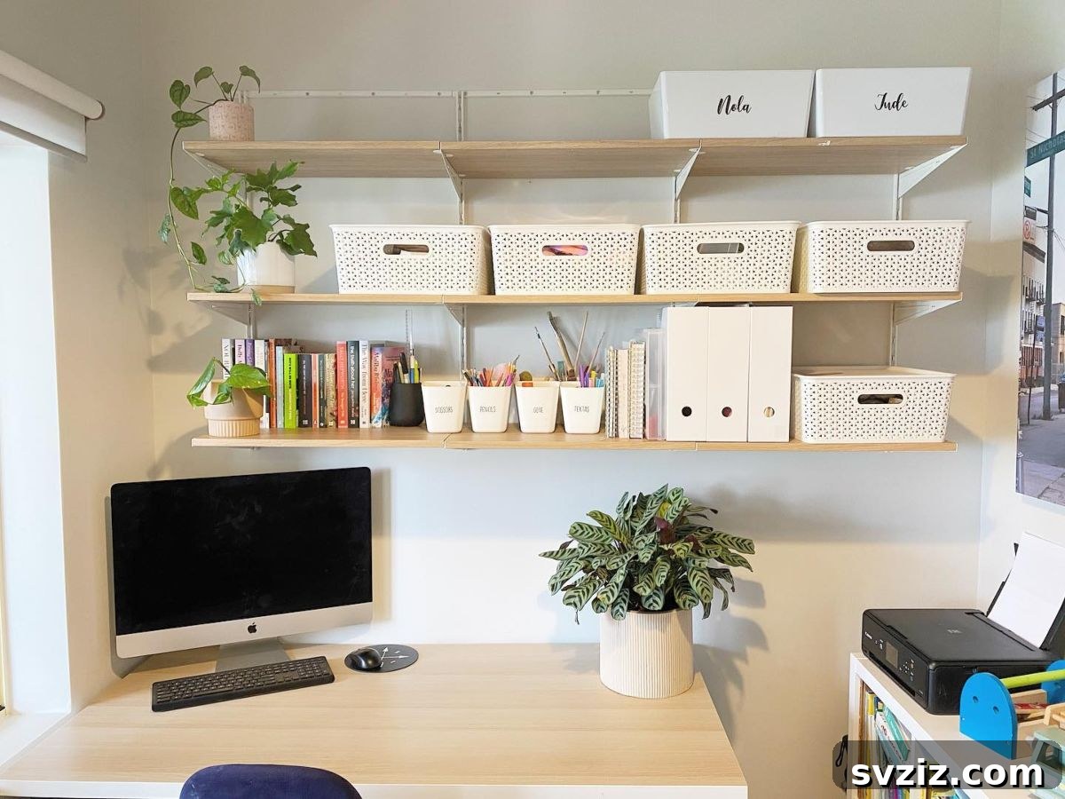 31 Genius Vertical Storage Hacks 12 Organized home office shelves for books and supplies