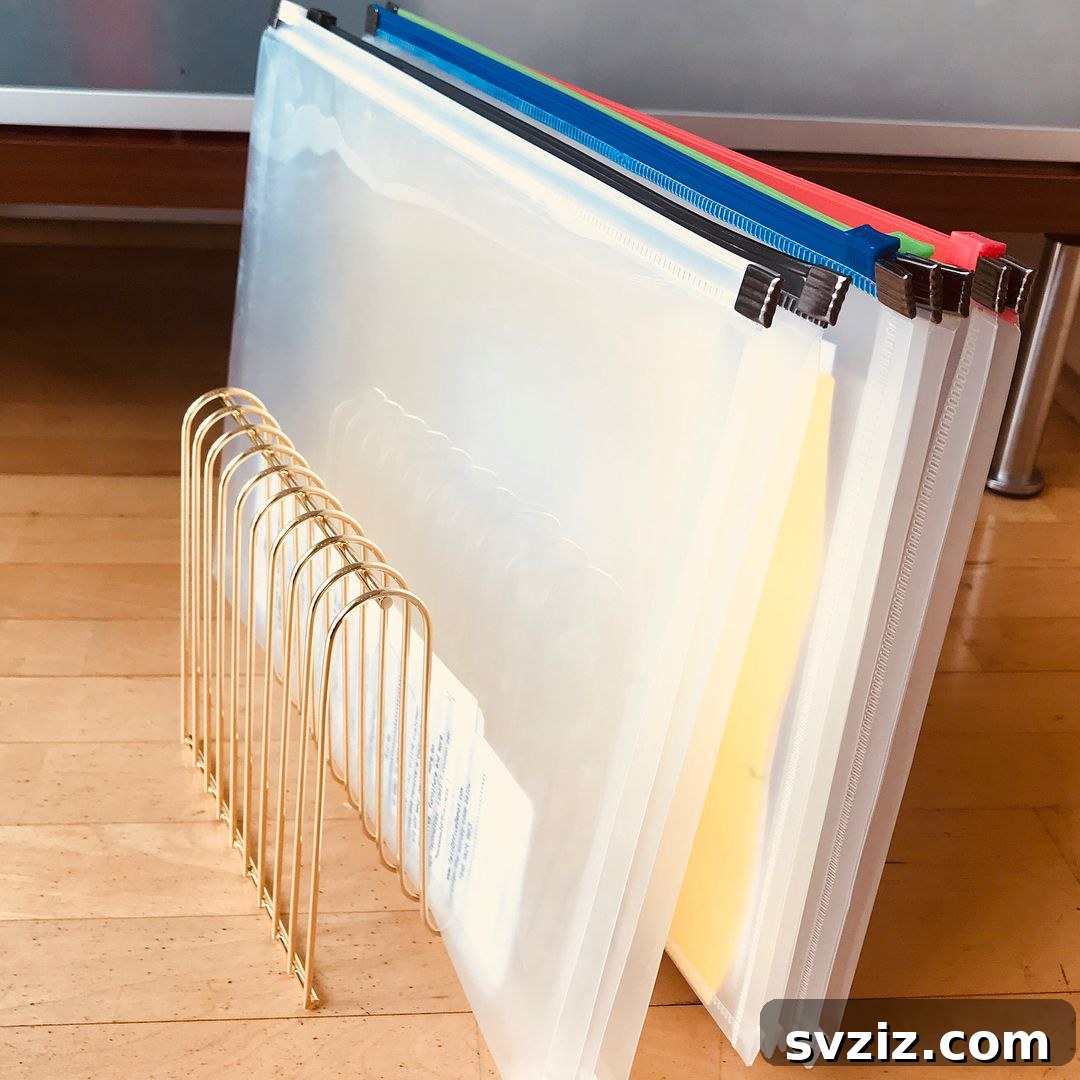 31 Genius Vertical Storage Hacks 15 Vertical file holder for organizing documents on a desk