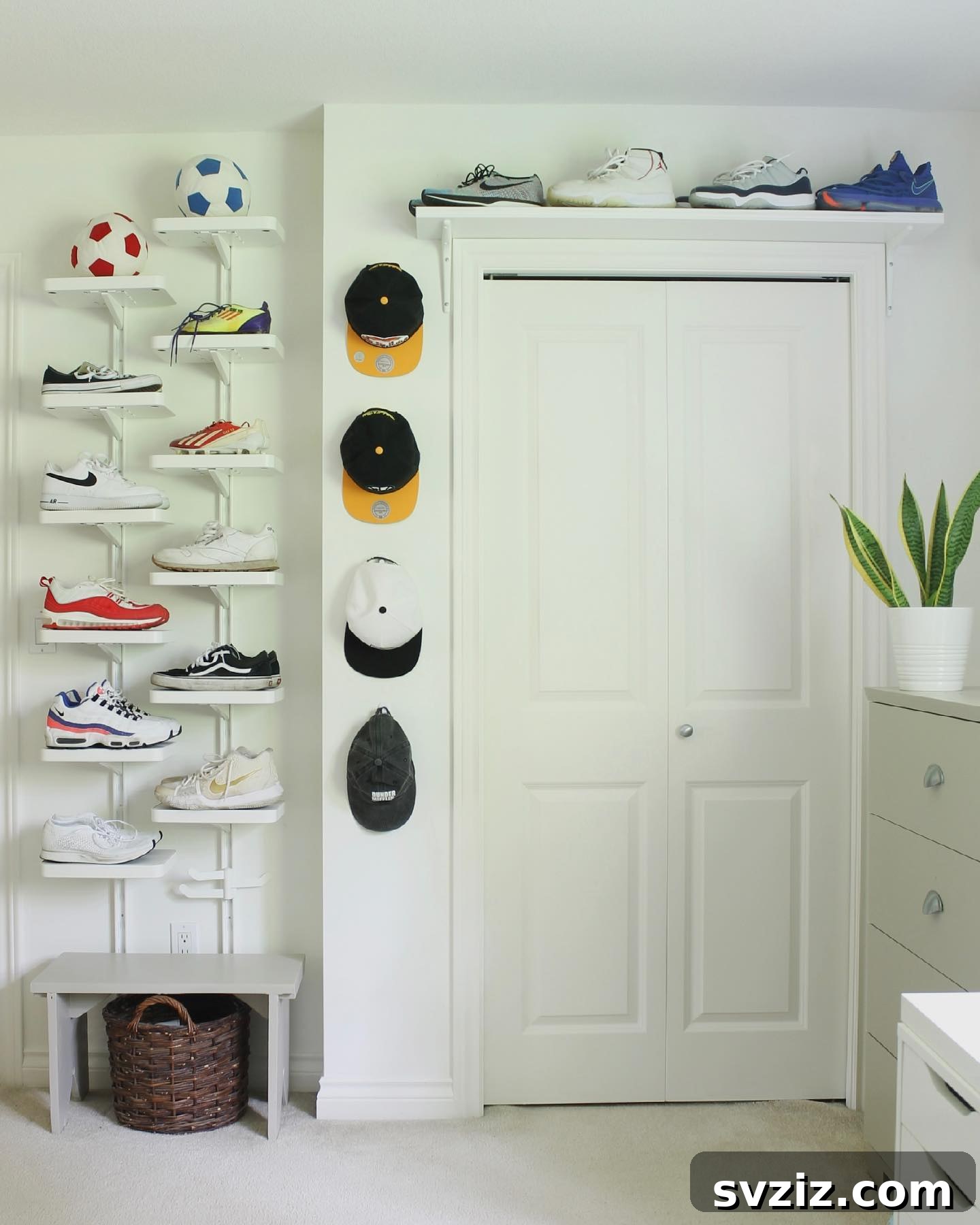 31 Genius Vertical Storage Hacks 21 Wall-mounted shoe shelves creating an organized display