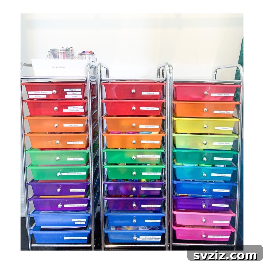 31 Genius Vertical Storage Hacks 23 Colorful activity drawers for kids' crafts and toys, promoting vertical organization