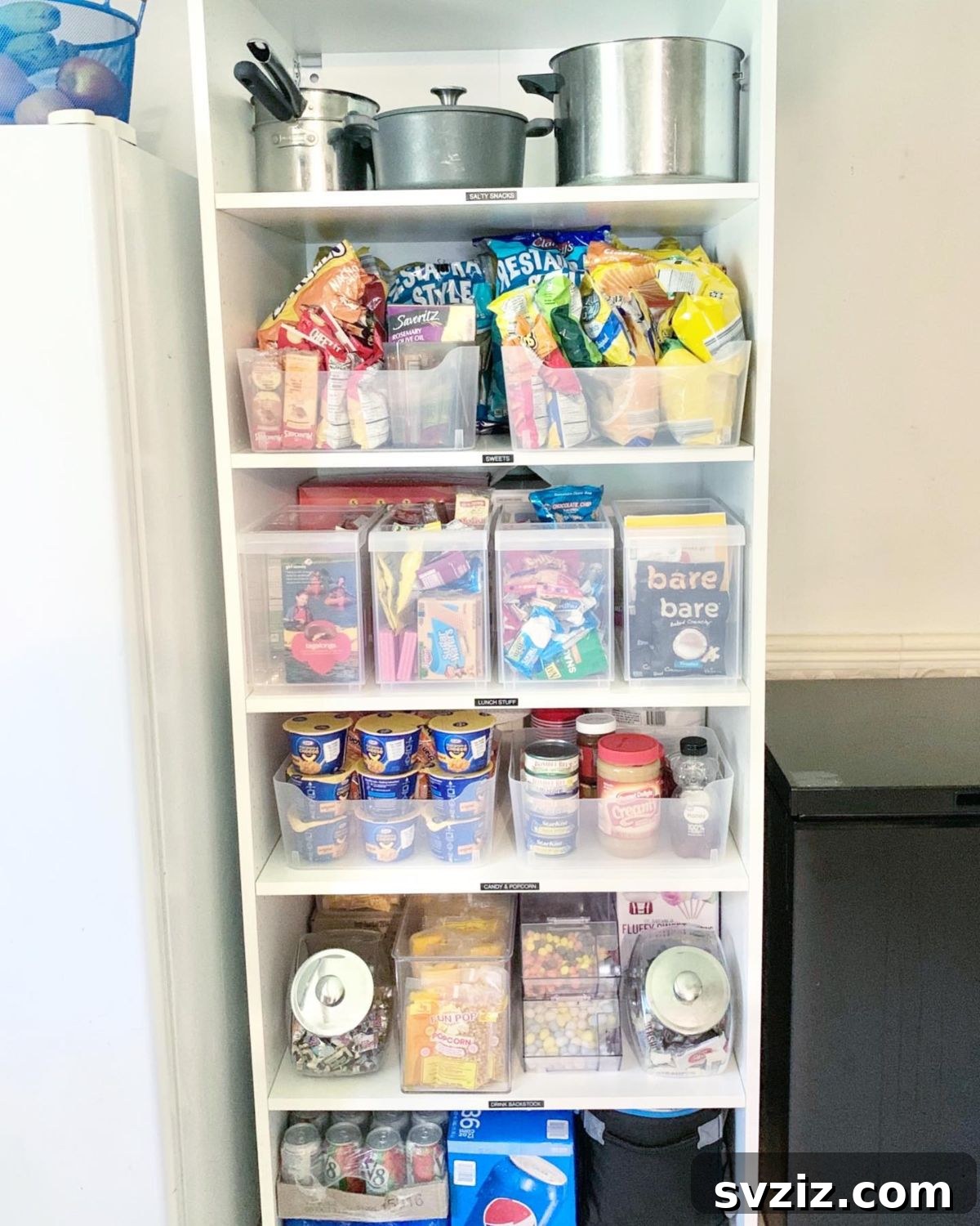 31 Genius Vertical Storage Hacks 26 Organized pantry with vertical shelving and storage bins