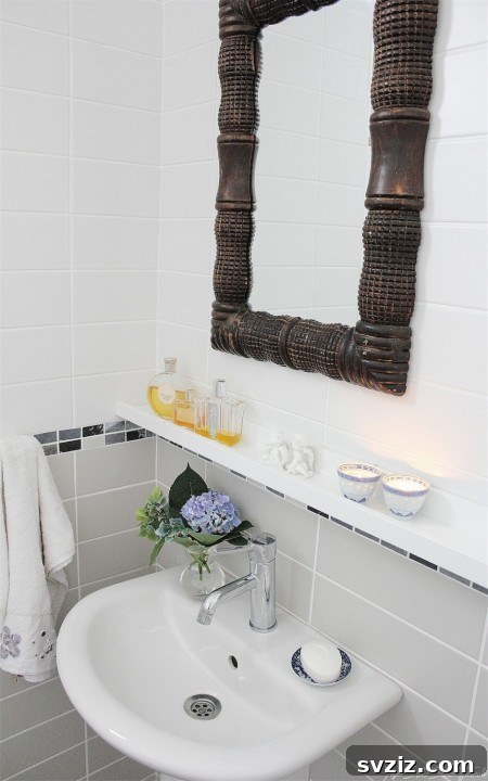 IKEA Picture Ledge used as a bathroom shelf