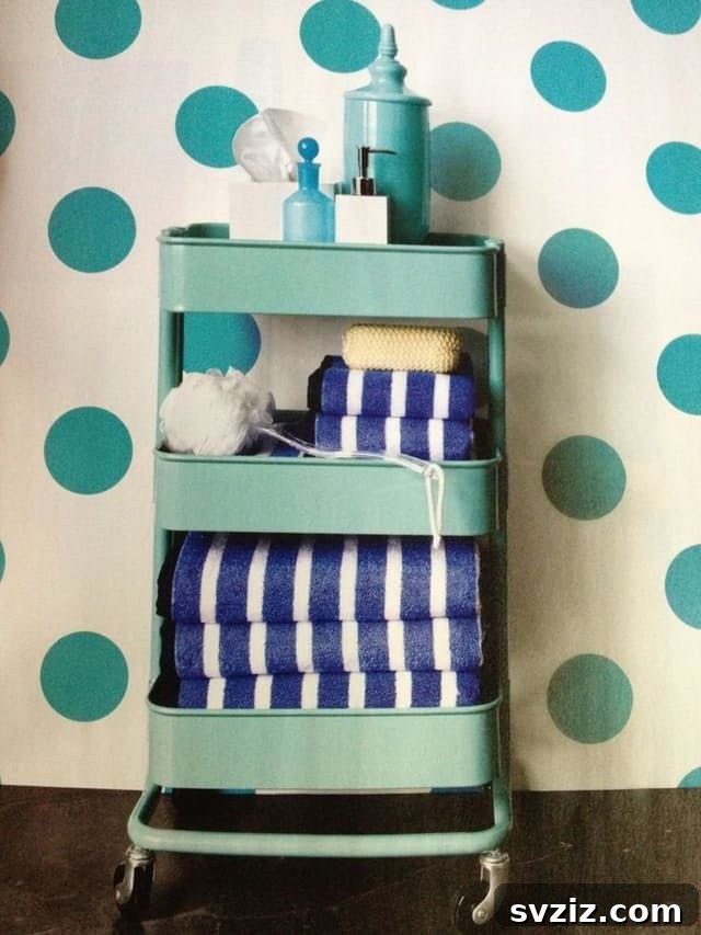IKEA RÅSKOG utility cart for bathroom towel storage