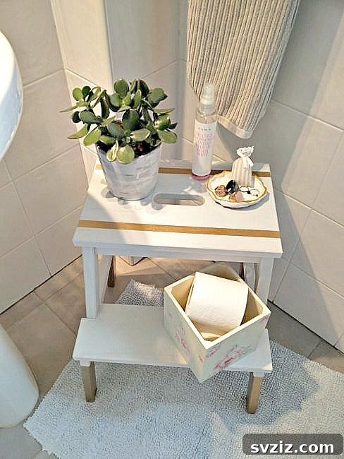 IKEA BEKVÄM step stool used as a bathroom organizer