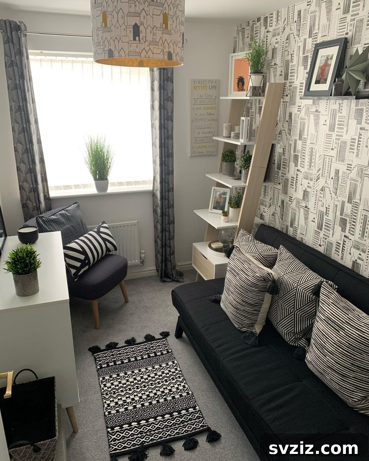 Leaning Ladder Storage and Display Shelves