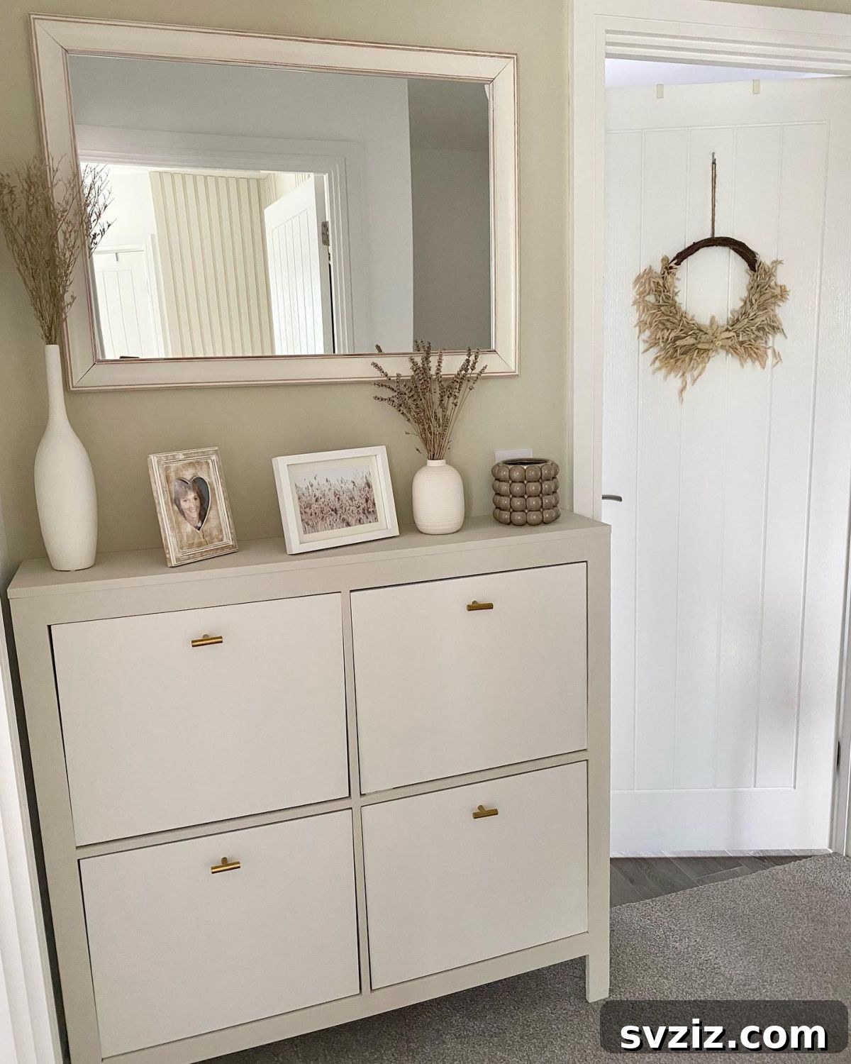 21 Genius IKEA Transformations for Your Home 14 Custom built-in shoe storage unit made from IKEA cabinets with elegant bar handles