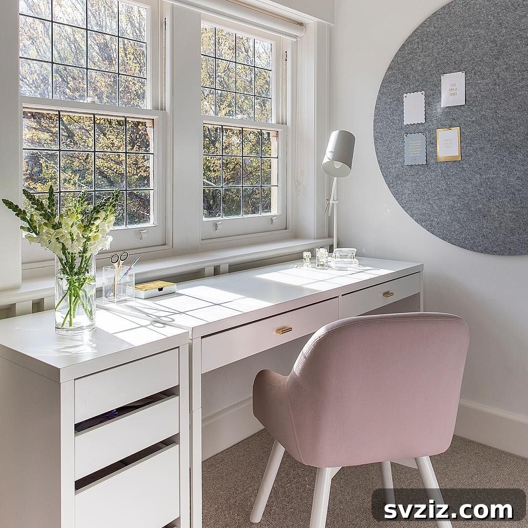 21 Genius IKEA Transformations for Your Home 22 IKEA Micke desk and drawer unit customized with gold handles and a round pinboard