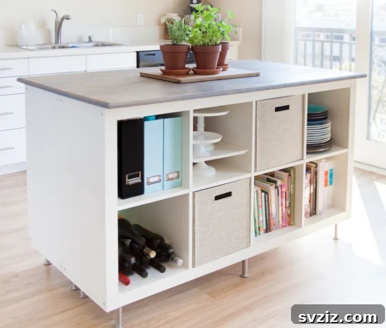 21 Genius IKEA Transformations for Your Home 4 Custom DIY kitchen island made from repurposed furniture and IKEA elements