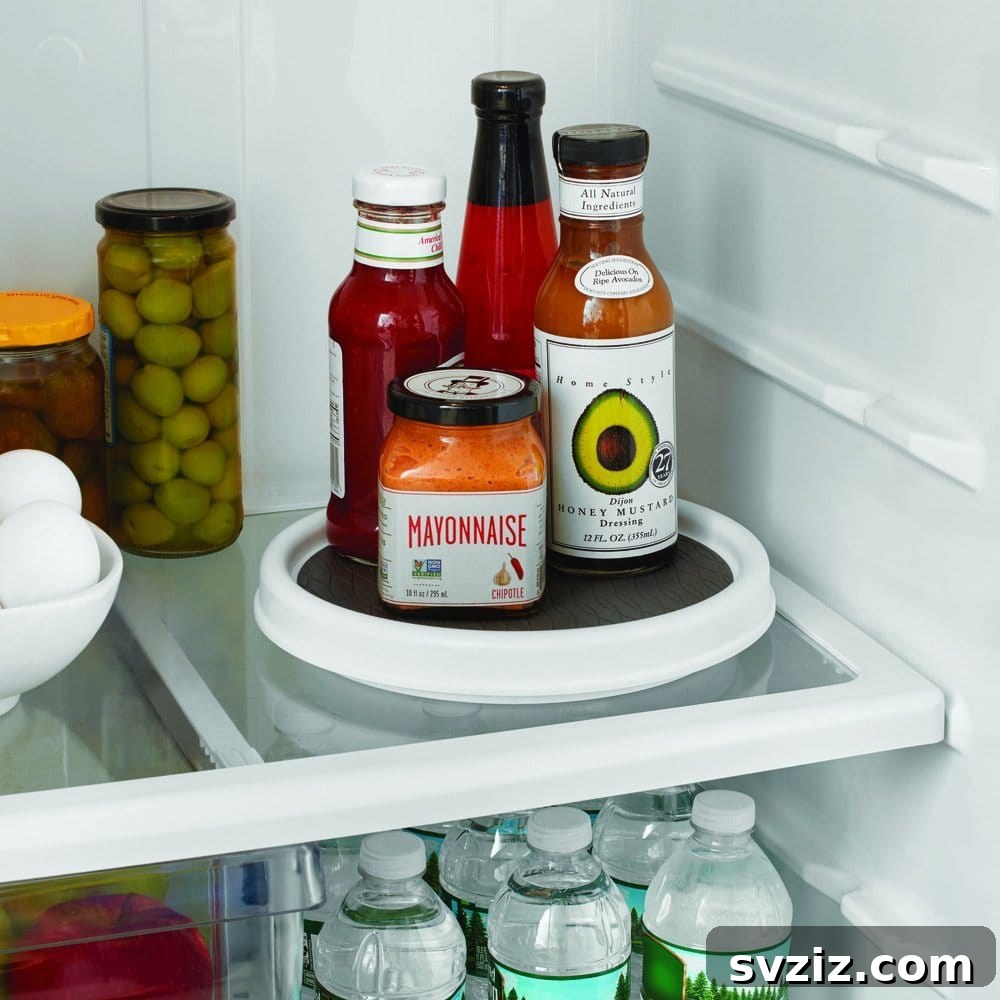 18 Smart Fridge Organization Secrets 6 Turntable for Organized Sauces