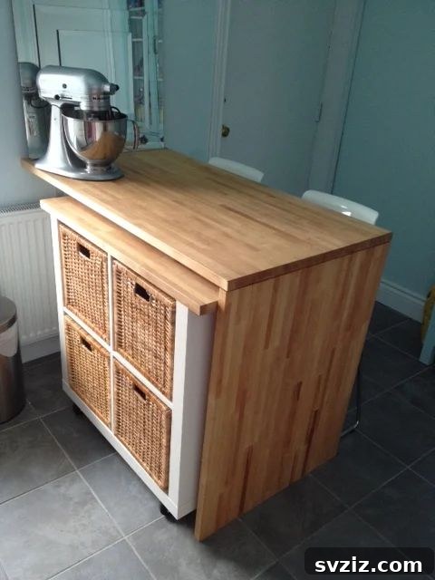 Brilliant IKEA Kitchen Storage Solutions 11 Mobile kitchen island created from IKEA Expedit shelving unit