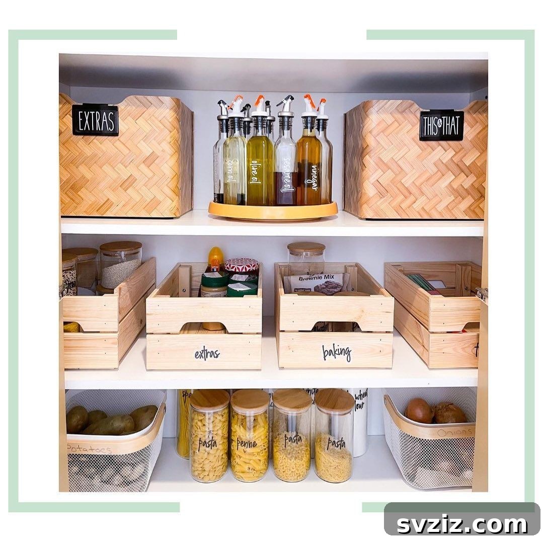 Brilliant IKEA Kitchen Storage Solutions 16 Organized pantry with wooden IKEA Knagglig boxes and turntable