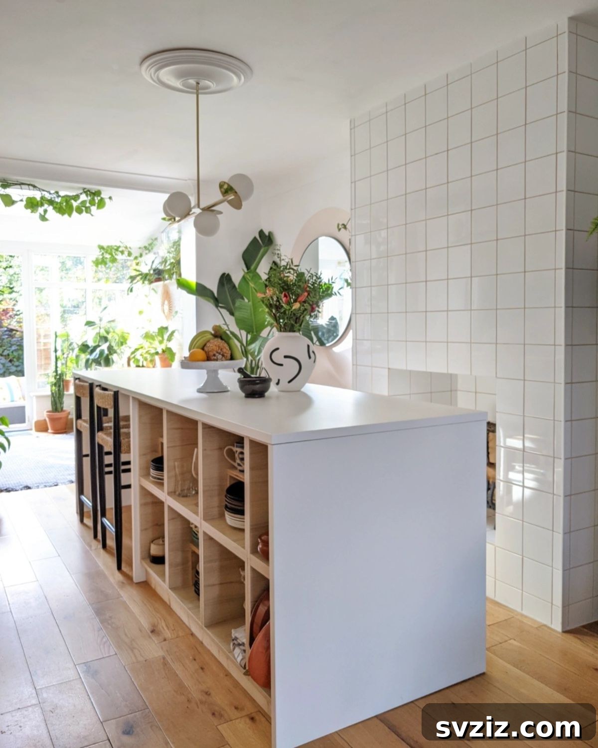Brilliant IKEA Kitchen Storage Solutions 9 Stylish kitchen island with open storage made from IKEA display cabinets