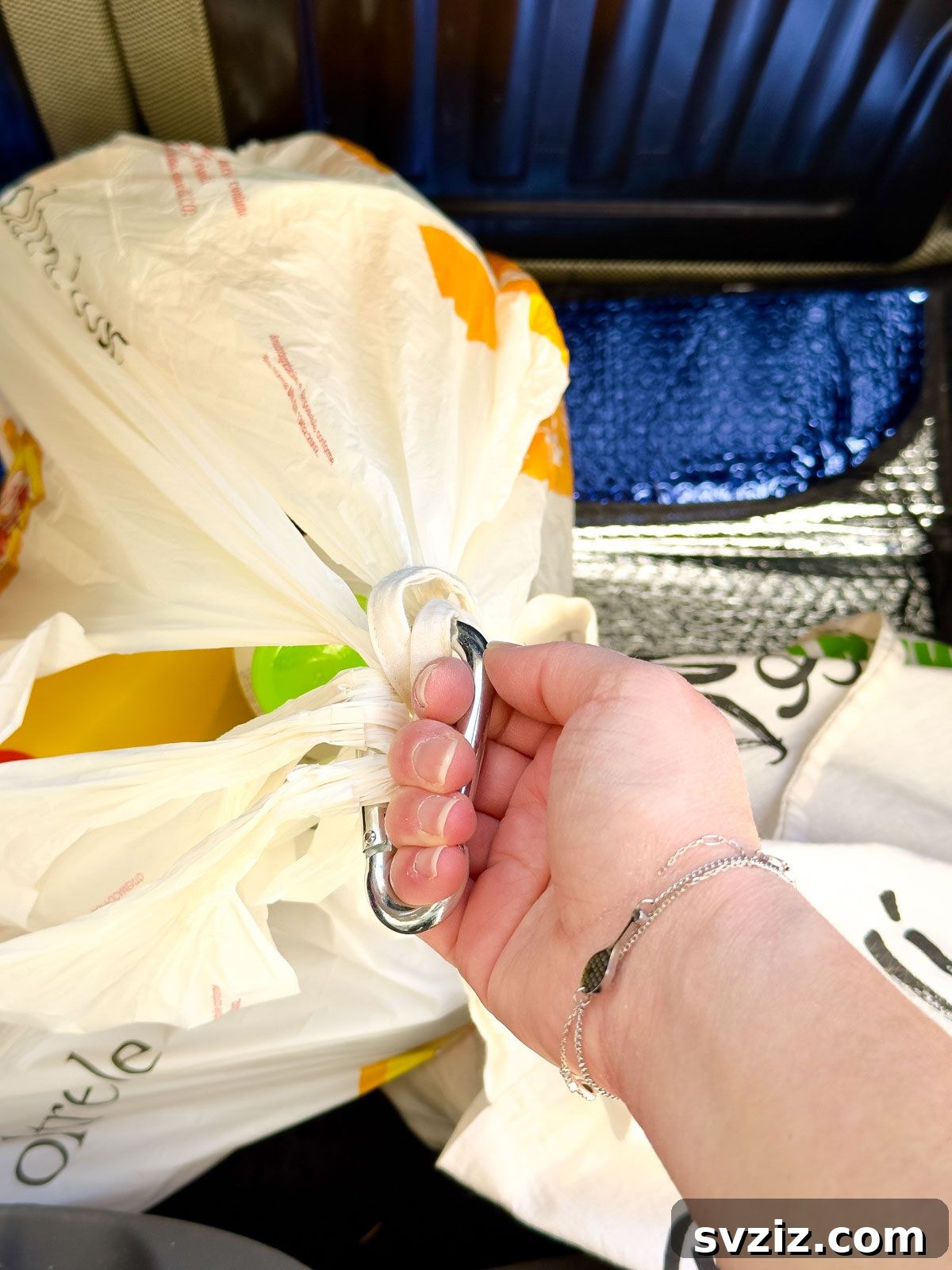 Use a Carabiner Hook to Carry Multiple Plastic Bags