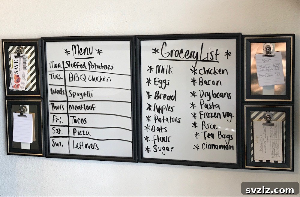 DIY kitchen meal planner command center