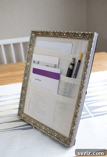 DIY table organizer crafted from a Dollar Tree frame