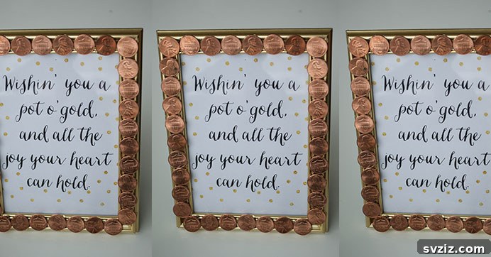 Lucky penny embellished picture frame DIY