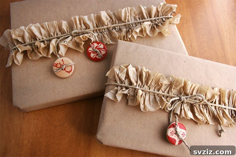 20 Creative Christmas Gift Wrapping Designs 22 tissue paper ruffles