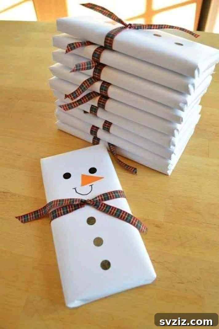 20 Creative Christmas Gift Wrapping Designs 4 snowman gift wrapping