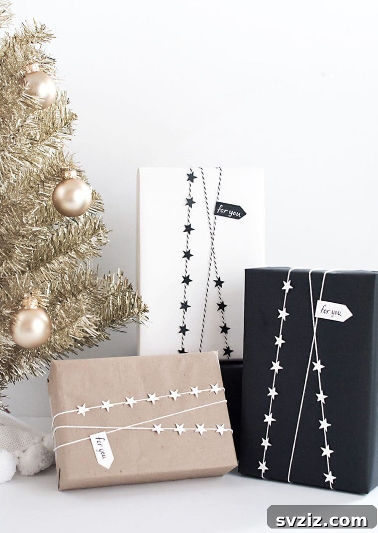 20 Creative Christmas Gift Wrapping Designs 8 star garland